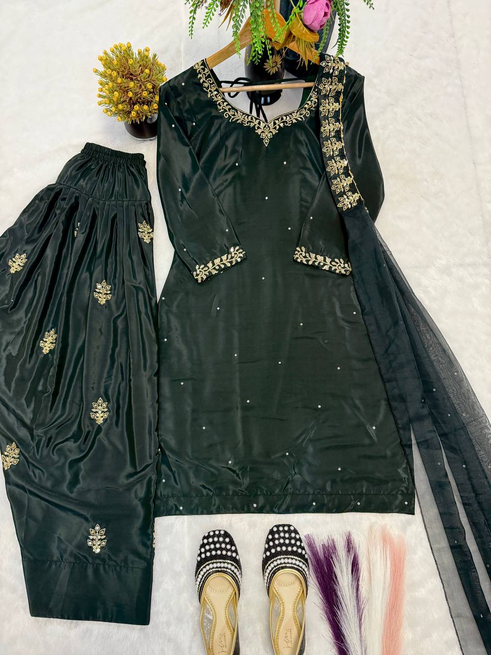 Opulent Noir Jewel-Tone Suit